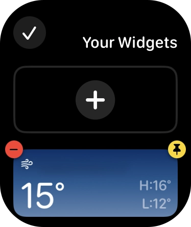 Press the unpin widget icon on the required widget to unpin it from the top of the stack.