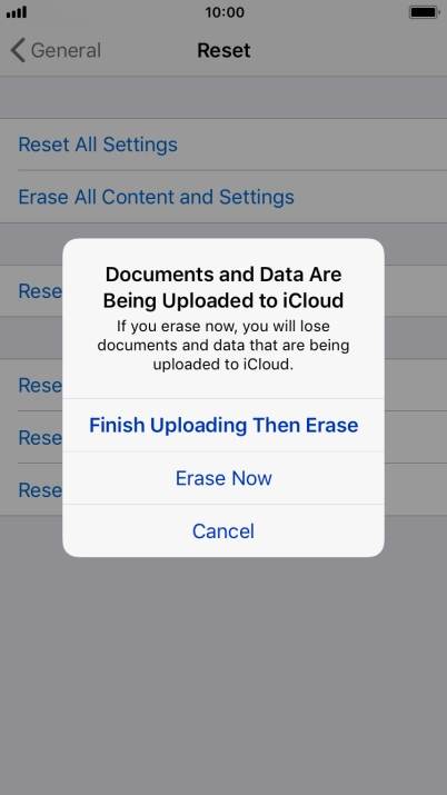 Press the required setting.