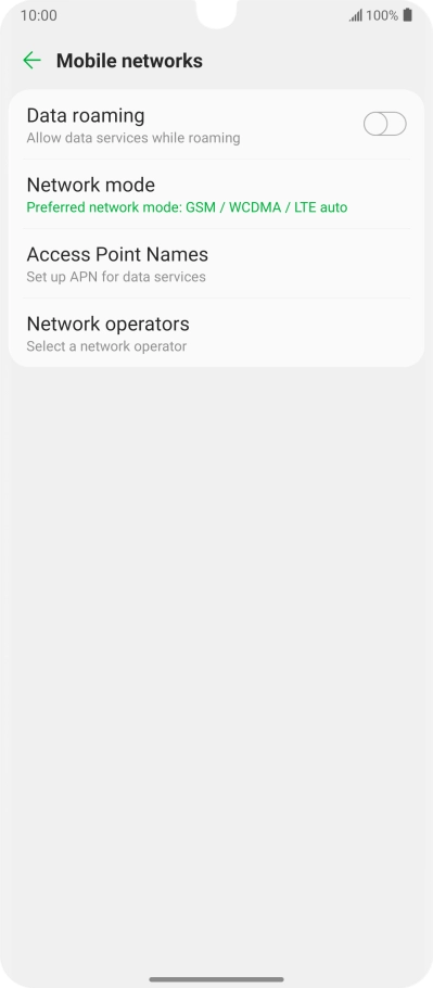 Press Network mode.