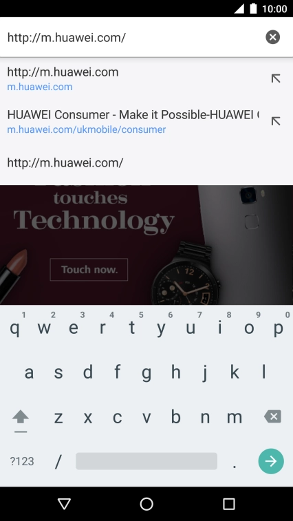 Key in the address of the required web page and press arrow right. Key in the address of the required web page and press arrow right.