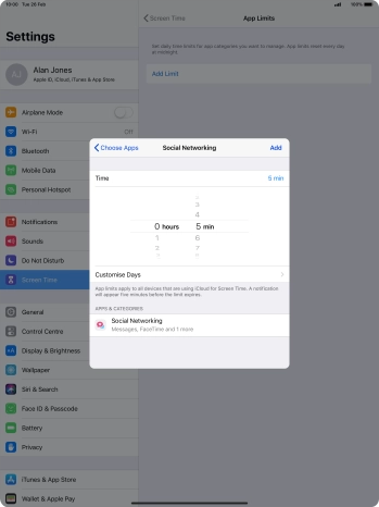 Press Customise Days.