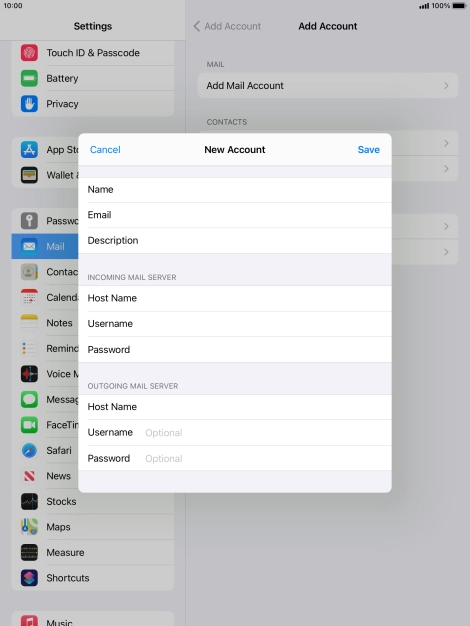 Press Username and key in the username for your email account. Please note that if you're using Vodafone's outgoing server, leave the username field empty.