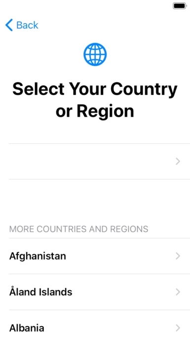 Press the required country or area.