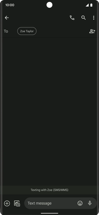 Press the text input field and write the text for your text message.