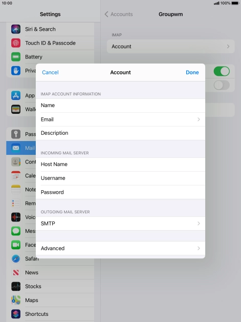 Press SMTP.