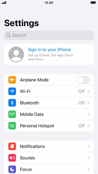 Press Sign in to your iPhone.