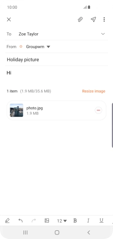 Press the send icon when you've finished your email message. Press the send icon when you've finished your email message.