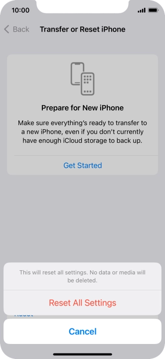 Press Reset All Settings. Press Reset All Settings.