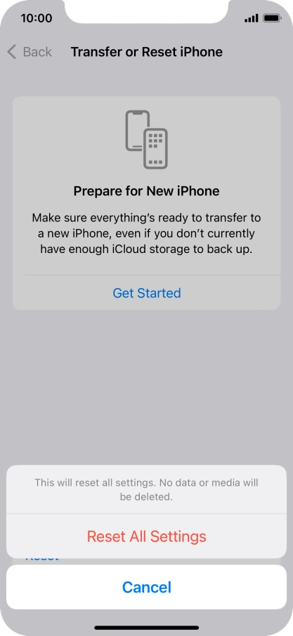 Press Reset All Settings. Press Reset All Settings.