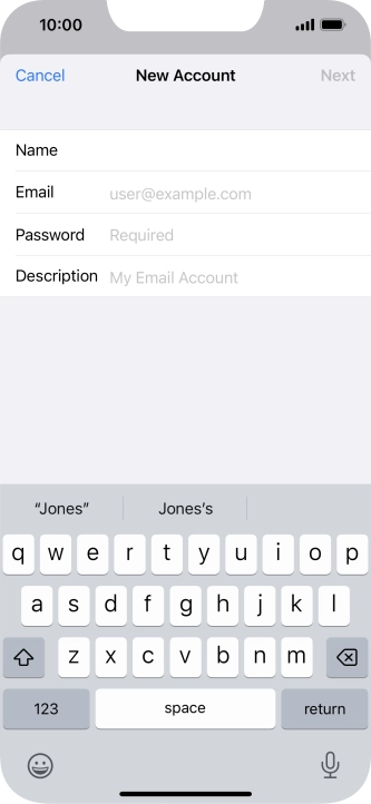 Press Email and key in your email address.