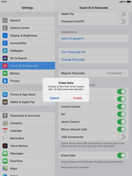 If you turn on the function, press Enable. If you turn on the function, press Enable.