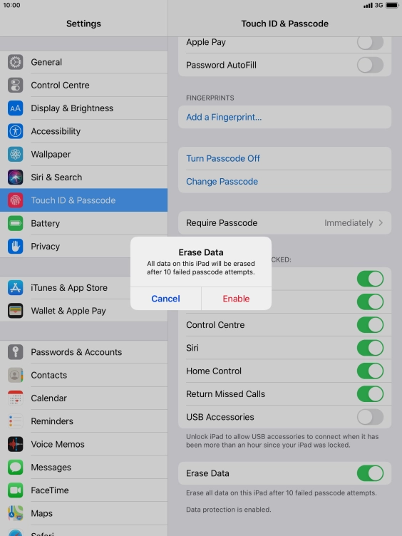 If you turn on the function, press Enable. If you turn on the function, press Enable.