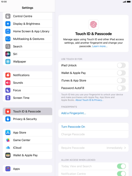 Press Add a Fingerprint... and follow the instructions on the screen to add your fingerprint. Press Add a Fingerprint... and follow the instructions on the screen to add your fingerprint.