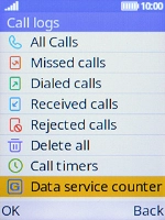Select Data service counter. Select Data service counter.