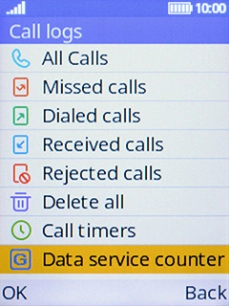Select Data service counter. Select Data service counter.