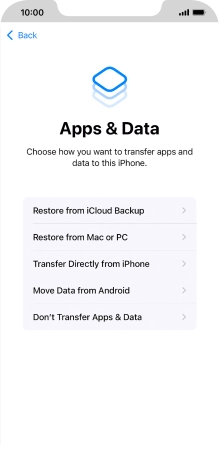 Press Don't Transfer Apps & Data and follow the instructions on the screen to finish the activation.