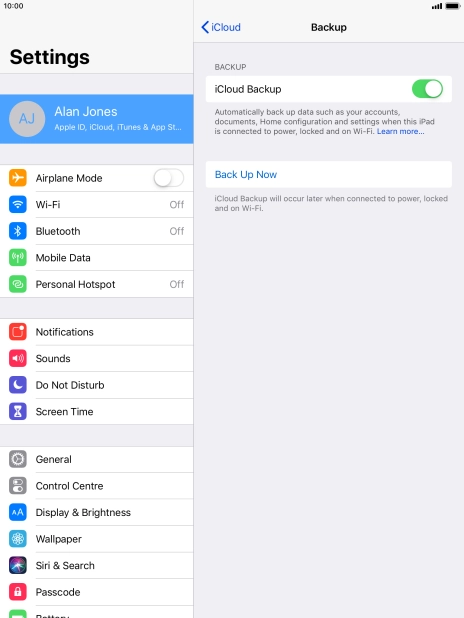 Press Back Up Now and wait while the tablet memory is backed up. Press Back Up Now and wait while the tablet memory is backed up.