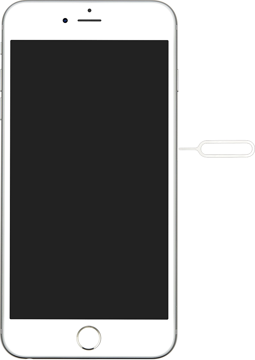 Find the opener for the SIM holder. The opener is attached to the cover containing the papers that come with your phone.