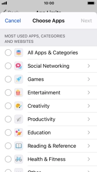 Press the indicators next to the required categories.