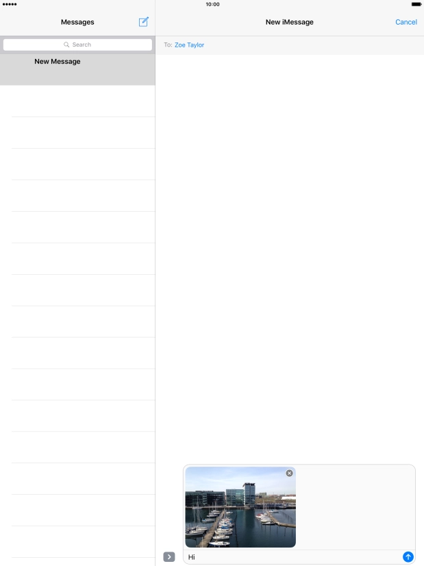 Press the send icon when you've finished your iMessage. Press the send icon when you've finished your iMessage.