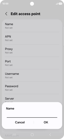 Key in Vodafone Internet and press OK.