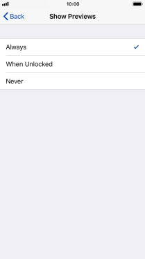 To select notification preview on the lock screen, press Always.