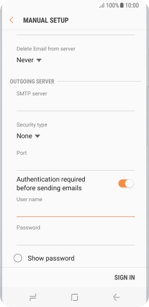 If you turn on SMTP authentication, press the field below If you turn on SMTP authentication, press the field below