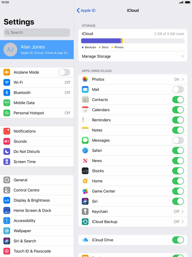 Press iCloud Backup. Press iCloud Backup.