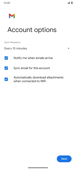If this screen is displayed, you email account has been recognised and set up automatically. Follow the instructions on the screen to key in more information and finish setting up your email account.