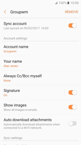 Press Sync account to turn on the function.