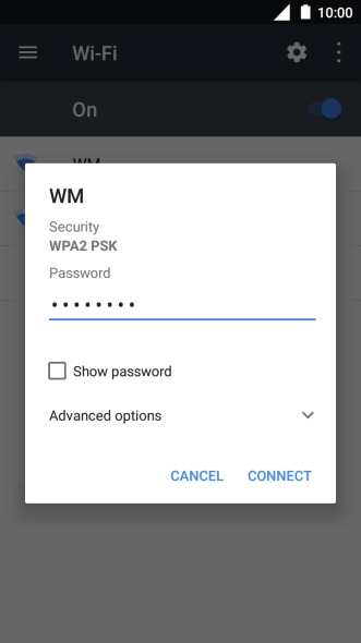 Key in the password for the Wi-Fi network and press CONNECT. Key in the password for the Wi-Fi network and press CONNECT.