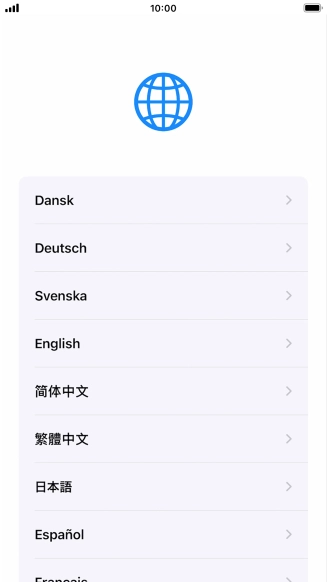 Press the required language.