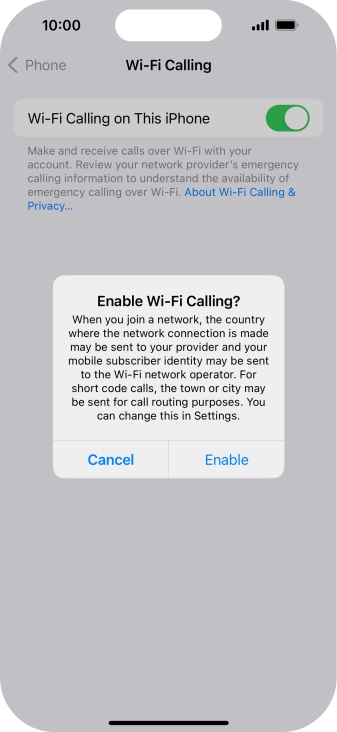 If you turn on the function, press Enable. If you turn on the function, press Enable.