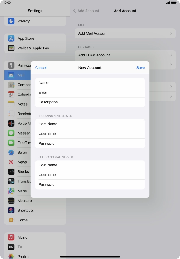 Press Save. Your email account has now been set up. To select more settings for incoming and outgoing server, proceed with the following steps. Press Save. Your email account has now been set up. To select more settings for incoming and outgoing server, proceed with the following steps.