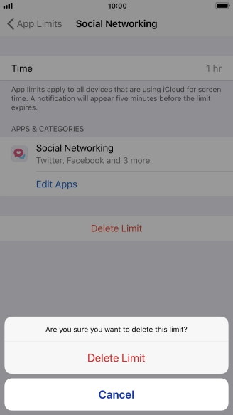 Press Delete Limit.