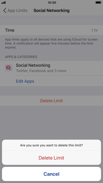 Press Delete Limit.