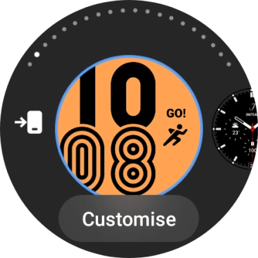 Slide your finger left to see the available watch faces. Slide your finger left to see the available watch faces.
