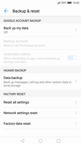 Press Factory data reset. Press Factory data reset.