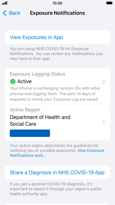 Press Exposure Logging Status.