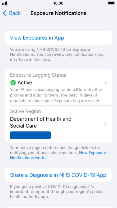 Press Exposure Logging Status.