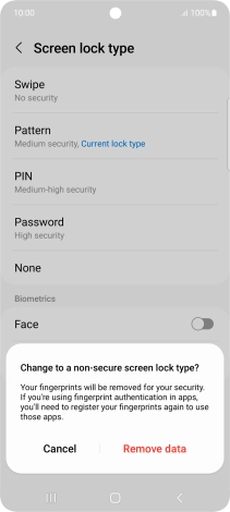 Press Remove data.