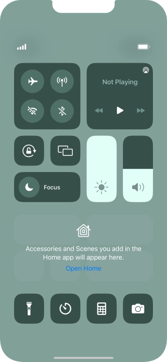 Press the flight mode icon to turn the function on or off. Press the flight mode icon to turn the function on or off.