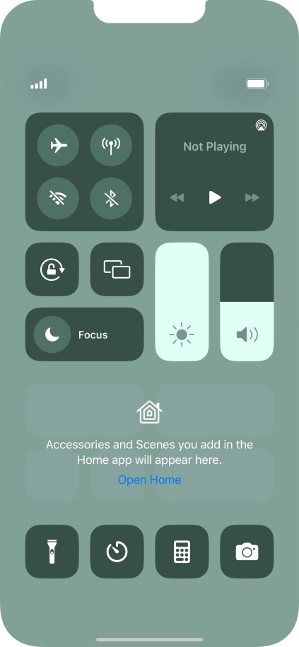 Press the flight mode icon to turn the function on or off. Press the flight mode icon to turn the function on or off.