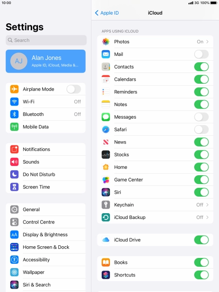Press iCloud Backup.