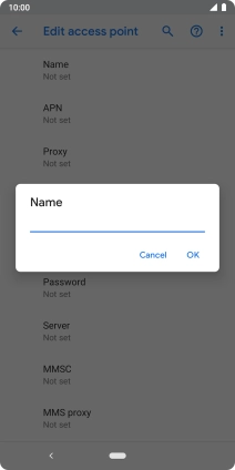 Key in Vodafone Internet and press OK.