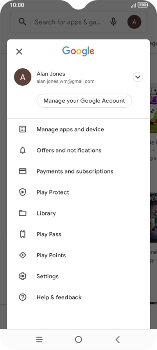 Press Manage apps & device.