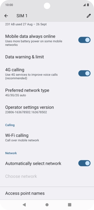 Press Preferred network type.