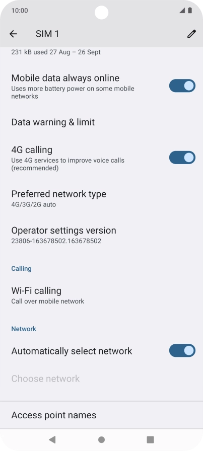 Press Preferred network type.