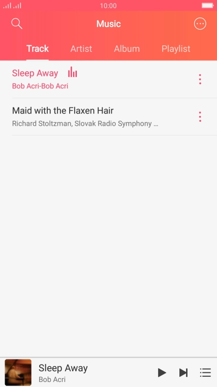 Press the required category and go to the required audio file.