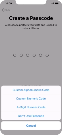 Follow the instructions on the screen to turn on use of phone lock code or press Don't Use Passcode. Follow the instructions on the screen to turn on use of phone lock code or press Don't Use Passcode.
